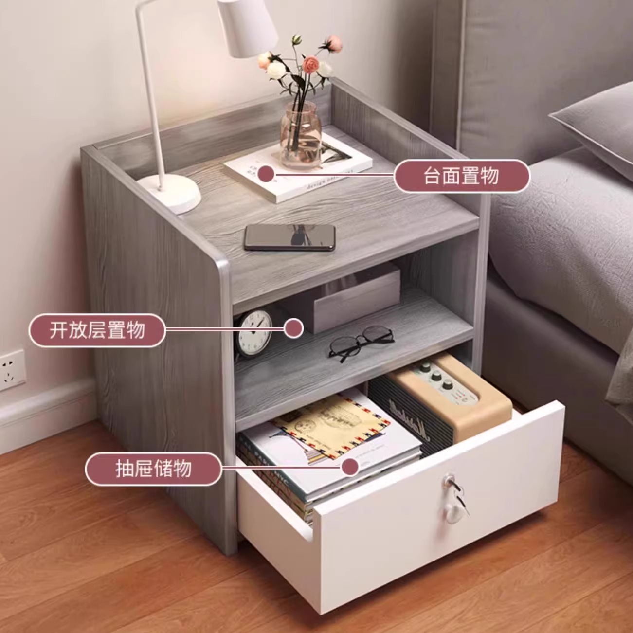 Mesita de noche simple pequeño armario de almacenamiento doméstico pequeño armario de almacenamiento armario de almacenamiento armario de almacenamiento dormitorio habitación de alquiler armario de cabecera