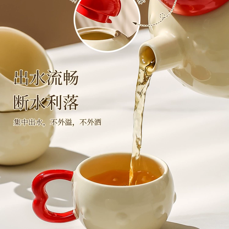 Ceramic tea set for moving, teapot for bride, Birthday gift