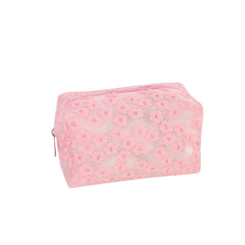 Bolsa de maquillaje transparente de crisantemo de color sólido bolsa de maquillaje de belleza bolsa de maquillaje de red insins bolsa de maquillaje portátil impermeable EVA flor
