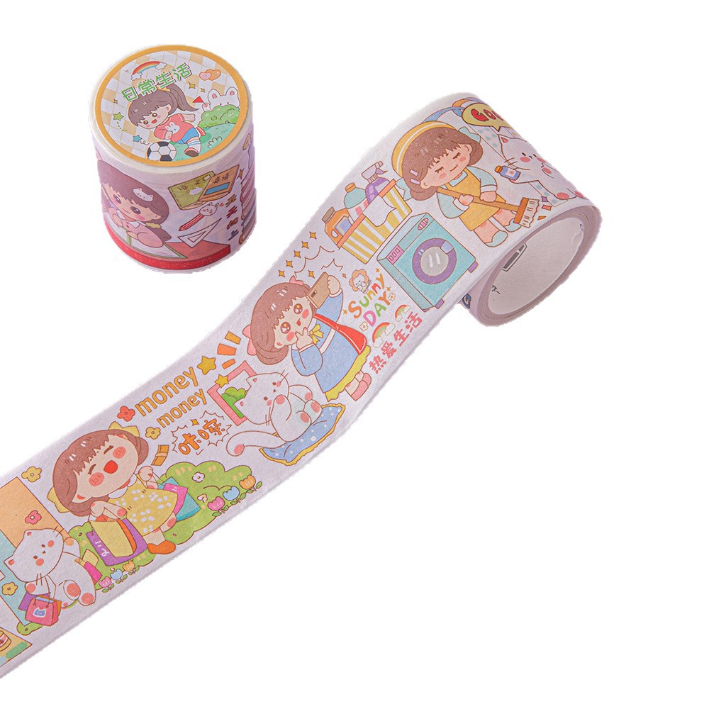 Pequeñas flores de aceite especial de mano cinta adhesiva rollo completo de pegatinas de mano material decoración de dibujos animados para niños lindos y cinta adhesiva de papel