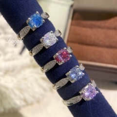ライブブロードキャスト八角形ミレニアムローズカットアクアマリングジルコンリング女性用高炭素ダイヤモンド燕尾牛頭ダイヤモンドリング卸売