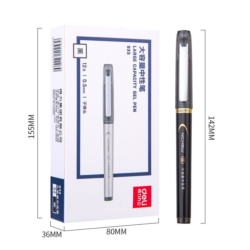 Deli pluma de gel estudiante firma de escritura simple pluma negra oficina de negocios pluma de gel S30 S33 S35