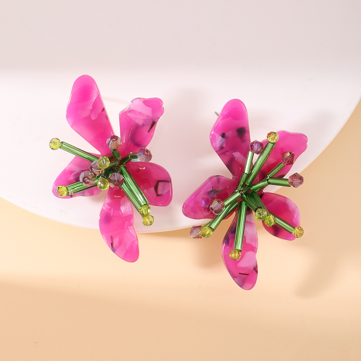 Fashion Flower Plastic Beaded Women's Ear Studs 1 Pair display picture 8