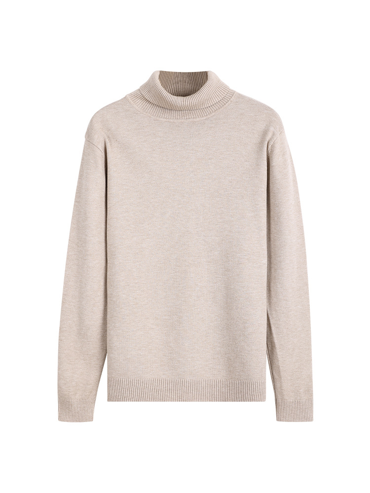 Suéter de cuello alto de hombre otoño y invierno 2025 nuevo estilo camiseta de punto de color sólido cálido con camiseta de base para hombres