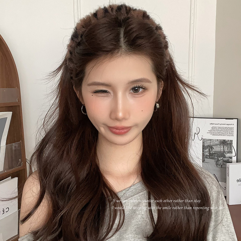 Otoño y invierno gruesos de lana ondulado banda de cabello raíz de cabello suelta de textura sensorial abrazadera de cabello de alta calidad de moda extranjera