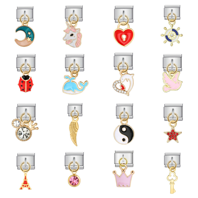 New Charm Pendant Series Italian Module Bracelet Single Hook Titanium Steel Elastic Splicing Strap Chain New Charm Pendant Series Italian Module Bracelet Single Hook Titanium Steel Elastic Splicing Strap Chain