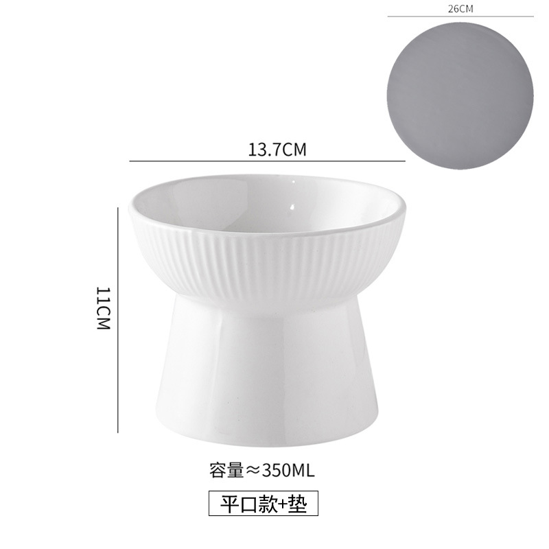 Gato Tazón tazón de cerámica antidetonante Cuenca del gato protectora cervical columna vertebral gato tazón de comida para mascotas tazón negro tazón para beber perro tazón de arroz pierna alta