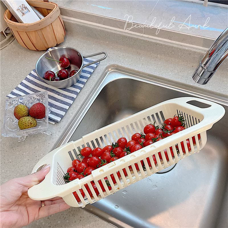 *Beautiful little aunt*Simple kitchen telescopic sink, plastic dishes, drain, tableware, tableware, draining basket