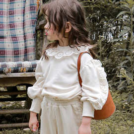 2026春款草莓珊韩国童装儿童女孩洋气花边宽松套头长袖卫衣现货