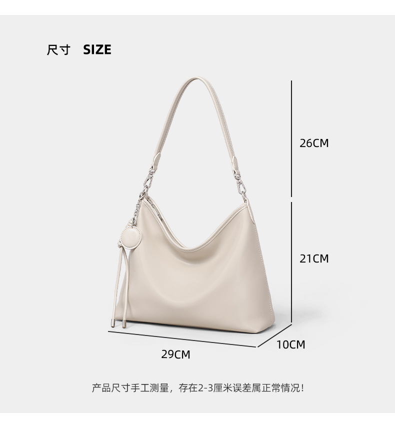 Túi tote nữ cỡ lớn đeo vai chéo đi làm — màu trắng ngà, đen chi tiết 8