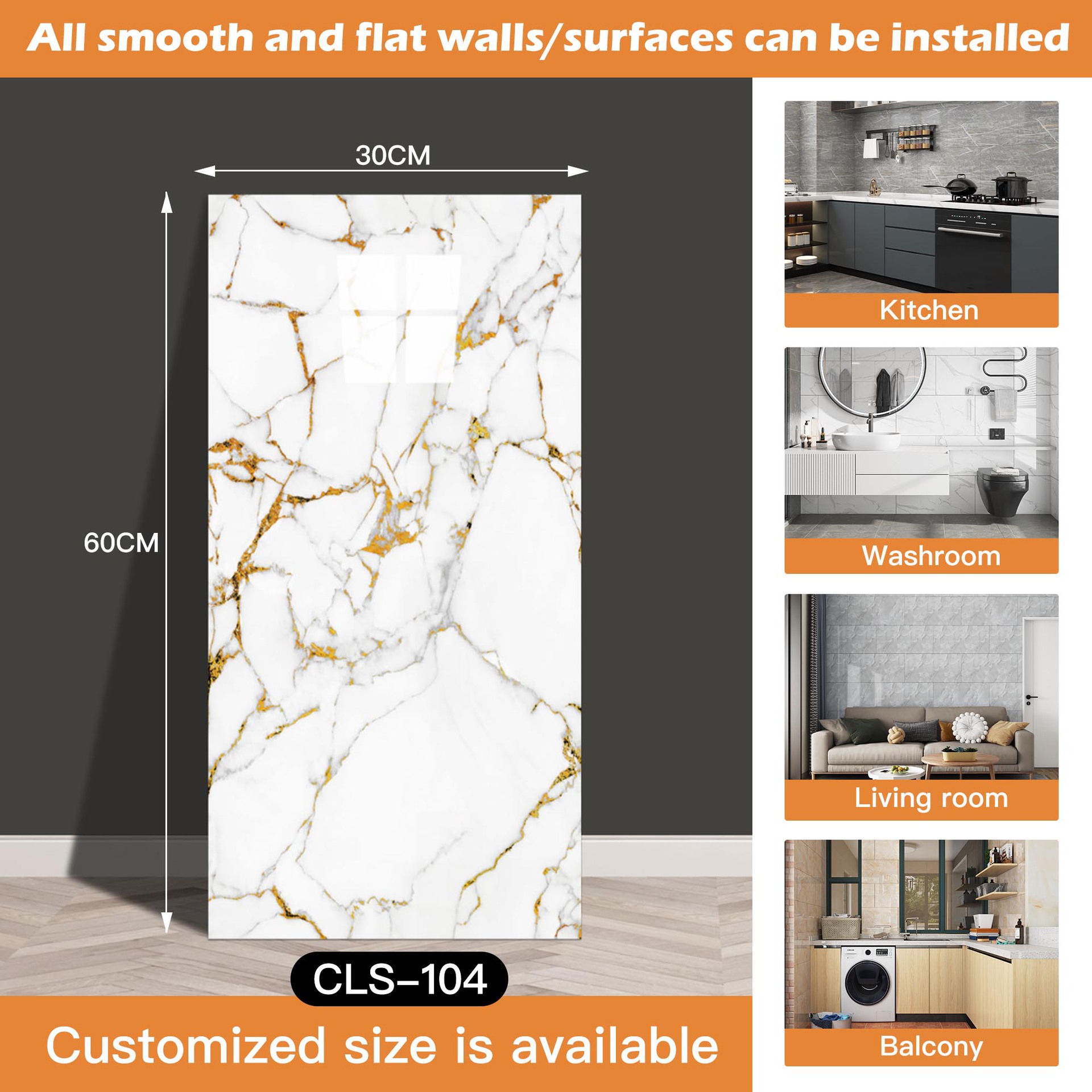 Azulejo de imitación transfronterizo pegatinas de pared papel tapiz autoadhesivo impermeable y a prueba de humedad pegatinas de mármol de baño papel tapiz de pared de fondo restaurado