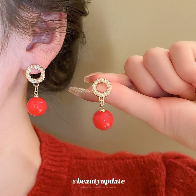 Aguja de plata, arco de circón, pendientes geométricos de perlas, pendientes de diseño de temperamento de nicho, pendientes de lujo ligero, pendientes de alta gama, mujeres