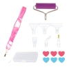 Box resin pen pink+purple roller+3 red 3 blue love