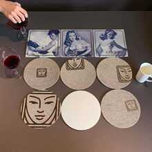 40PT60PT80PT木浆纸杯垫激凸UV夜光FSC吸水纸杯垫NFC纸板杯垫定制