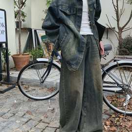 复古做旧牛仔外套女2025新款百搭宽松bf慵懒风盐系小个子春秋夹克