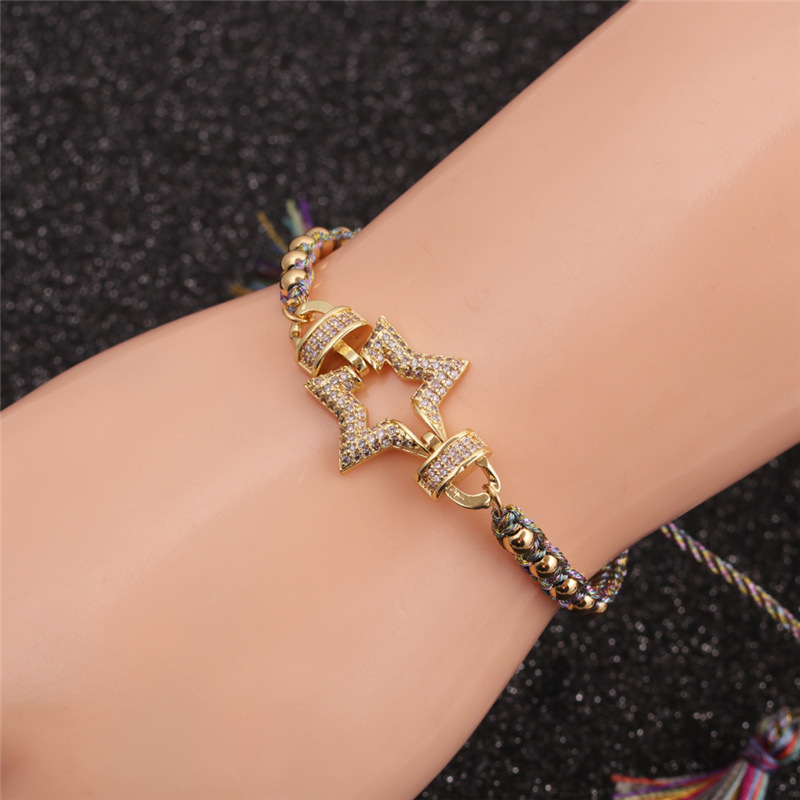 Wholesale Fashion Hollow Star Copper Micro-inlaid Red Zircon Bracelet Nihaojewelry display picture 6