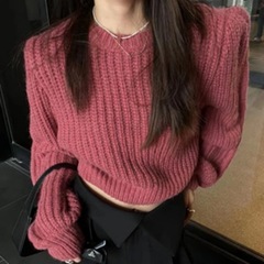 韓国ファッション気質多用途ルーズトップ女性のための秋 2025 新しいシンプルなスリムラウンドネックニットセーター