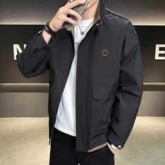 立襟ジャケット男性2025春秋新作色合わせアメリカ工装大サイズカジュアル百合上着コートブーム
