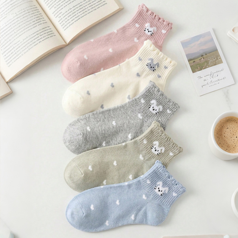 Cross-Border Popular Cute Cartoon Socks, Summer and Autumn Rabbit Lace Short Socks, Zhuji Source Sock Manufacturer Temu Cross-Border Popular Cute Cartoon Socks, Summer and Autumn Rabbit Lace Short Socks, Zhuji Source Sock Manufacturer Temu