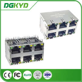 5921系列网口插座 2X3端口 8P8C模块化插孔 带隔离弹片 LED