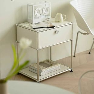 Medieval Stainless Steel Accessible Luxury Bedside Table Bedroom Simple Modern Storage Cabinet Side Cabinet Ins Style Storage Side Cabinet Scandinavian