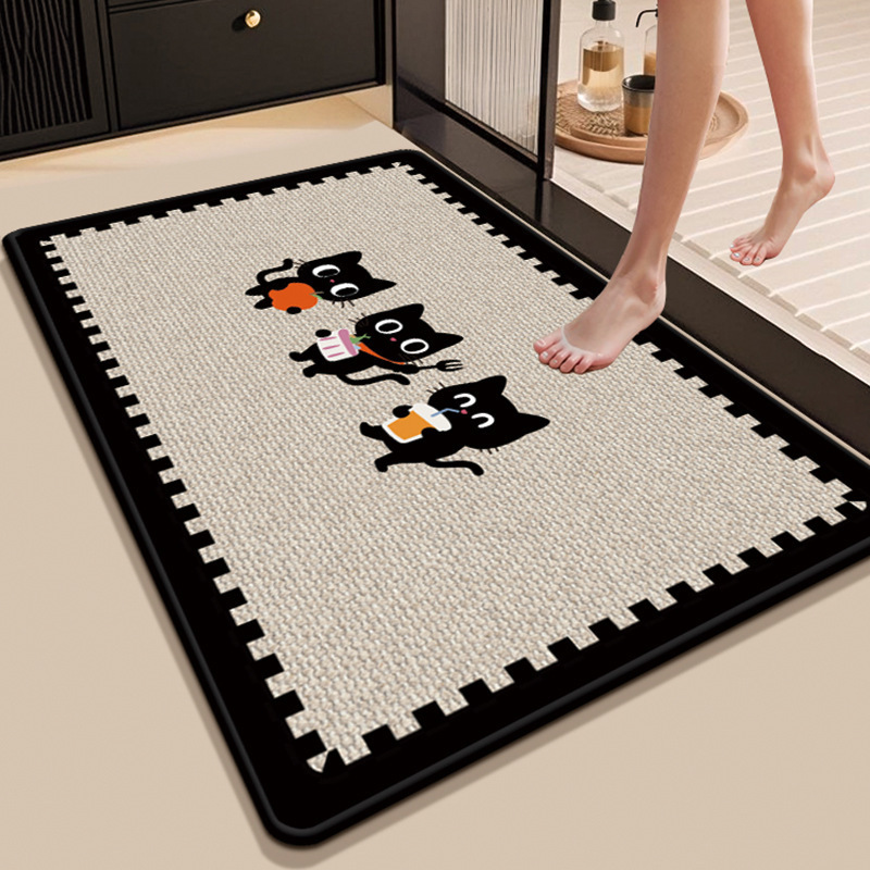 Cross-Border Popular Linen Floor Mats for Home Bathroom and Toilet Water-Absorbent Non-Slip Floor Mats for Entrance Doors and Entrance Halls Stain-Resistant Carpets