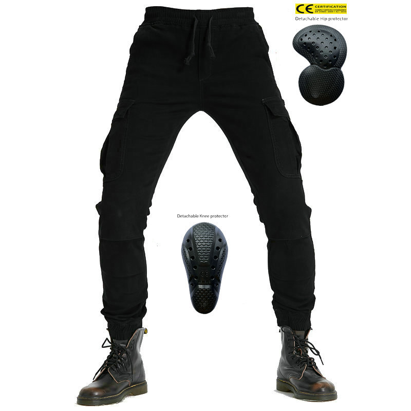 LOONG BIKER guardapolvos de motocicleta de los hombres ocasionales multi-bolsa de tobillo atado overoles de motocicleta pantalones de ciclismo resistentes a la caída