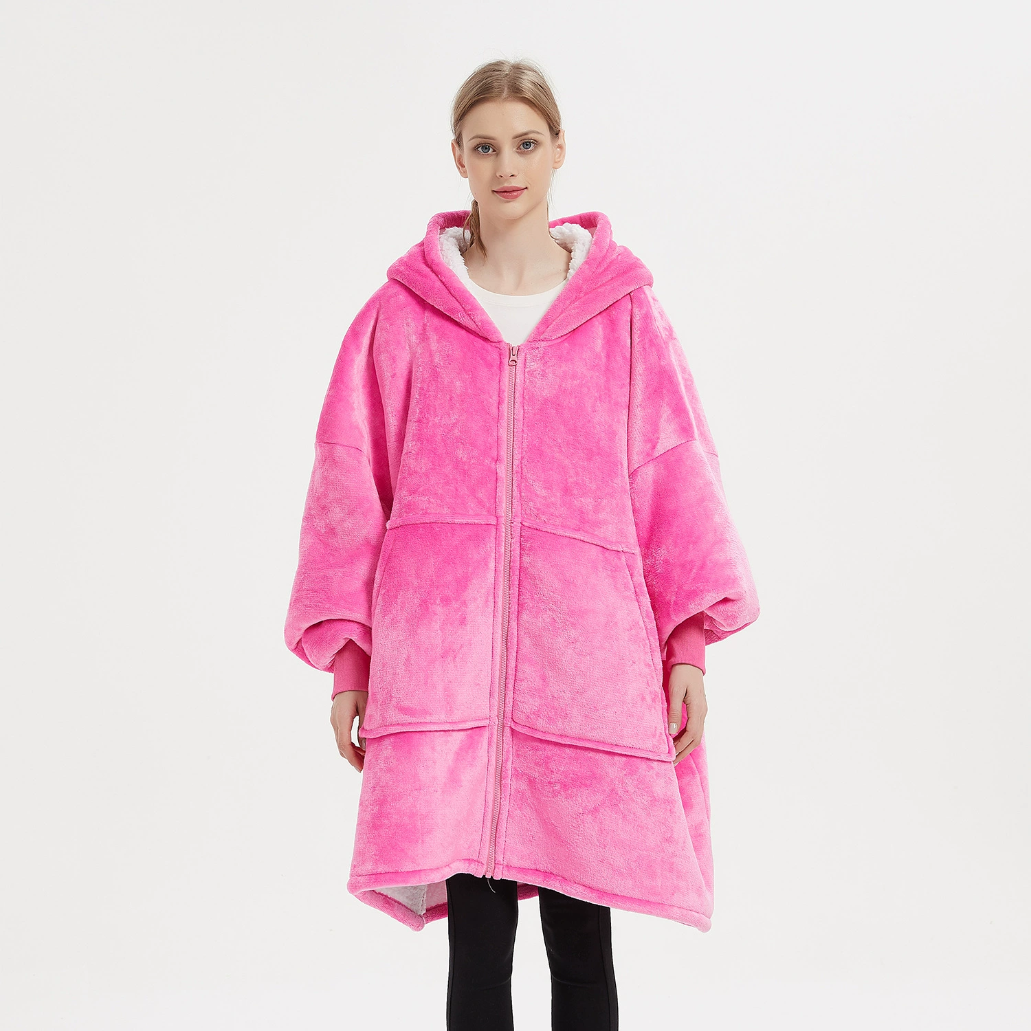 Flannel pijama with hood for beloved, Amazon, increased thickness, plus size, 2023 collection