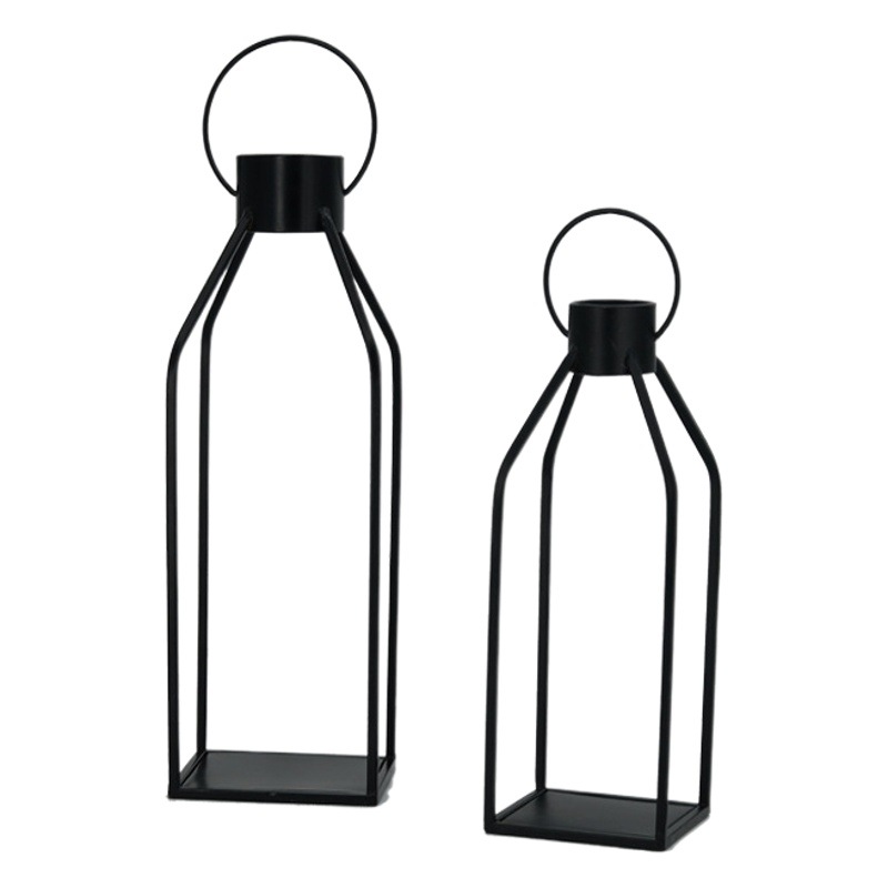 Transfronterizo Amazon simple vela titular negro hierro hogar candelabro escritorio decoración de la lámpara de viento al aire libre jardín decoración