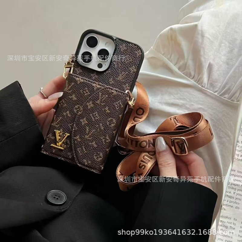 奢华卡包化妆镜挂绳跨境爆款适用iPhone17Promax电镀苹果16手机壳|undefined