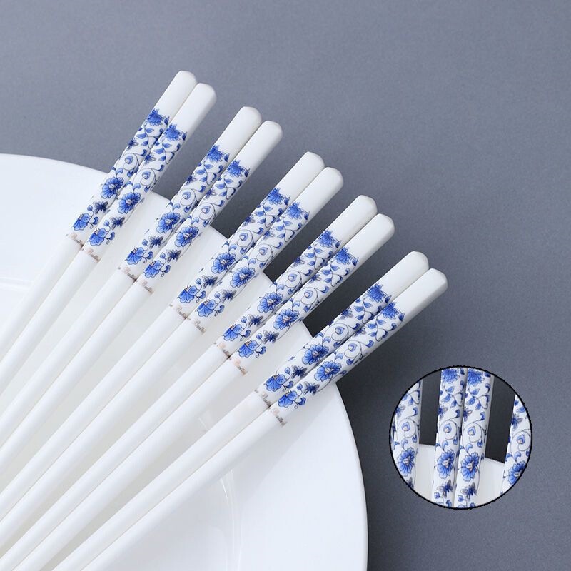 Jingdezhen new model bone china high-end ceramic chopsticks for home use, high aesthetic value, food-grade, mold-resistant, non-slip, and high-temperature resistant