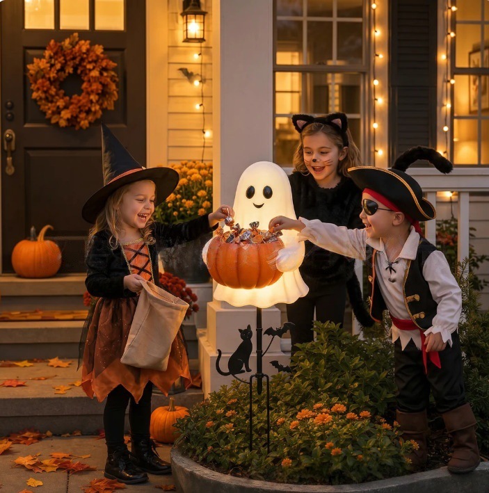 Estaca de Jardín de Fantasma Solar de Resina Sintética para Halloween