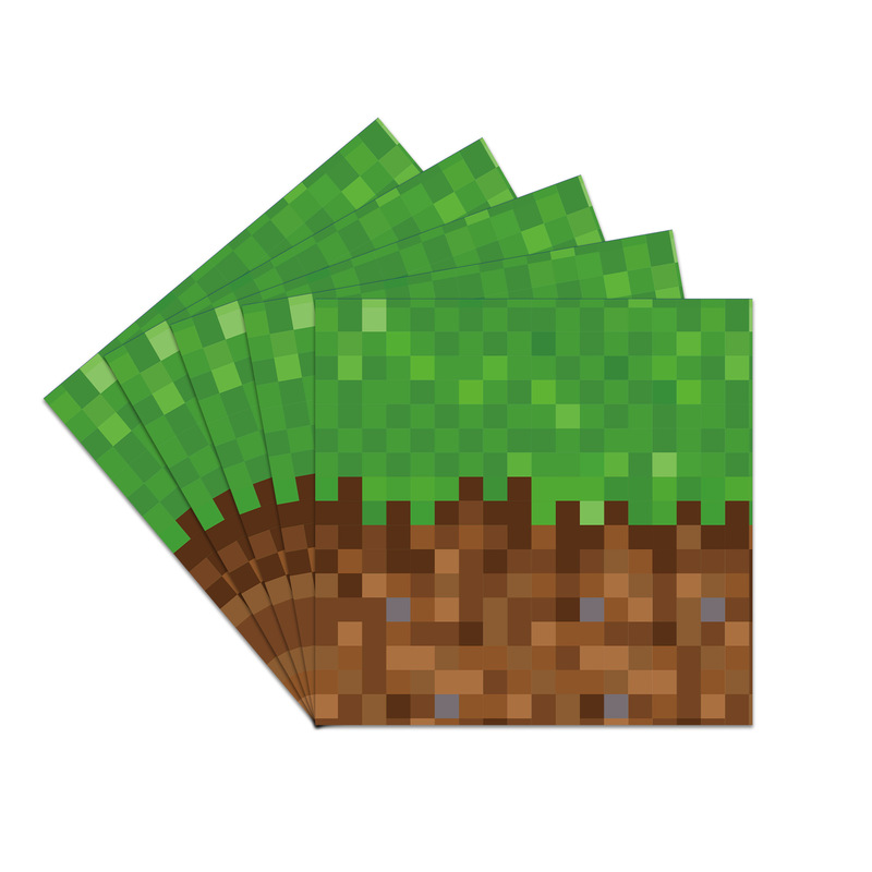 Minecraft ピクセルワールド漫画パーティー用品子供用ゲーム使い捨て紙皿紙コップティッシュテーブルクロス|undefined