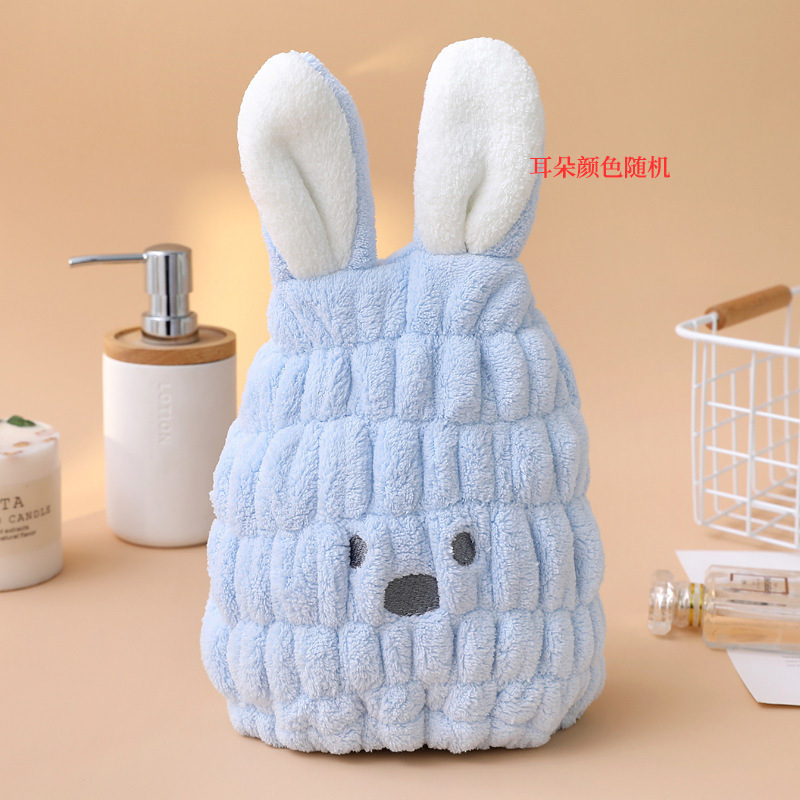 子供用ヘアドライキャップ、かわいい漫画刺繍のうさぎ耳、吸水性のあるコーラルベルベットのヘアタオル、赤ちゃん用バスキャップ、うさぎ耳のデザイン|undefined