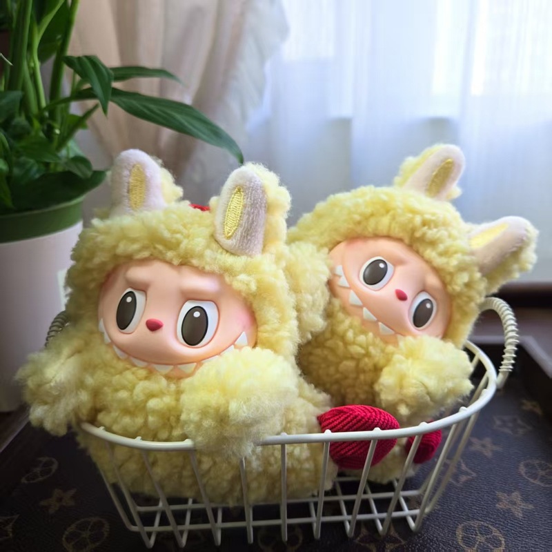 拉布布搪胶脸天妇罗炸虾耳机包明盒新品Labubu毛绒公仔玩具挂件|undefined