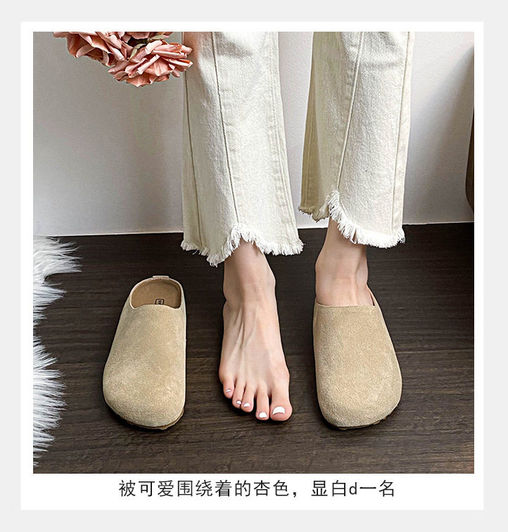 Dép lê nữ bít mũi đế dày mũi rộng phong cách Birkenstock, gót 3 cm — Màu caramel, Màu kaki, Màu mơ chi tiết 10