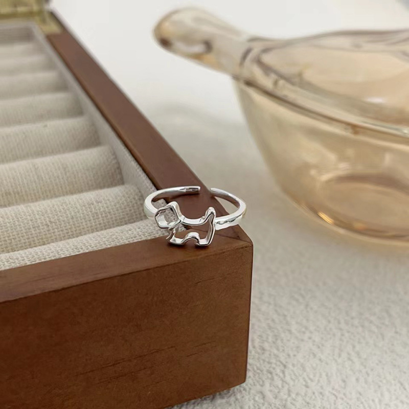 925 Sterling Silver Same Plain Band Zirconia Sparkling Diamond For Women Ins Style Adjustable Open Ring Niche High-End_voghion.com