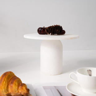 Modern New Chinese Style Natural Marble Tall Dried Fruit Snack Tray Fruit Plate Creative Ornaments Desktop Decoration Model Room