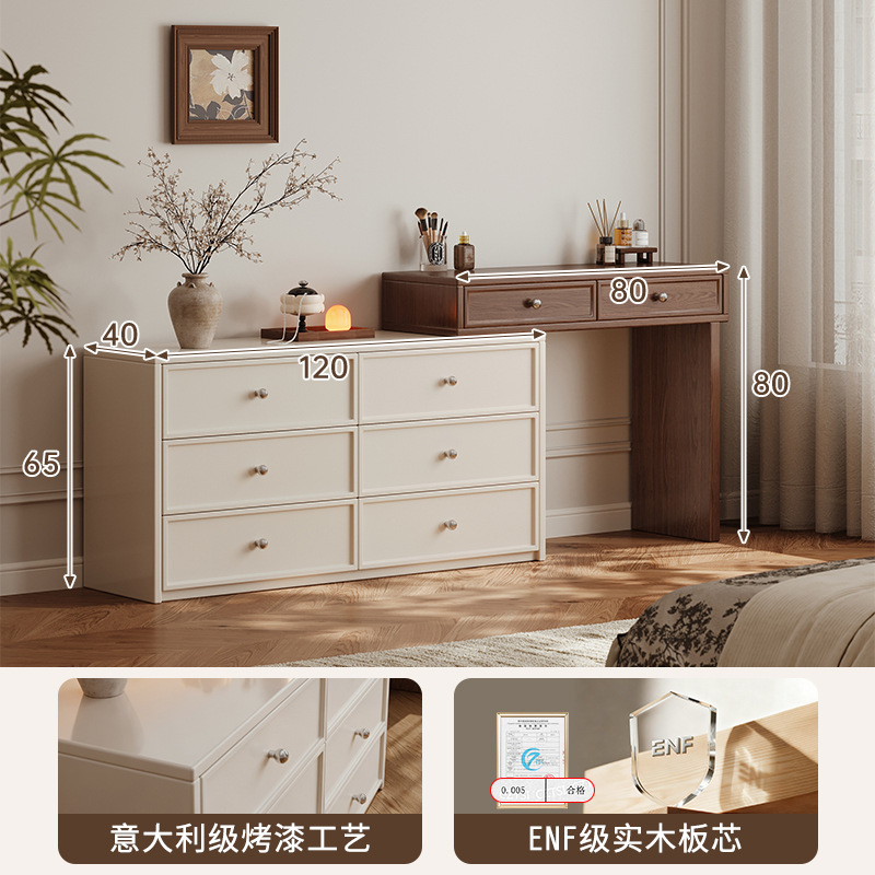Akino estilo antiguo armario de tocador en 2025 nuevo dormitorio esquina de madera maciza dormitorio principal pintado espejo de mesa de maquillaje