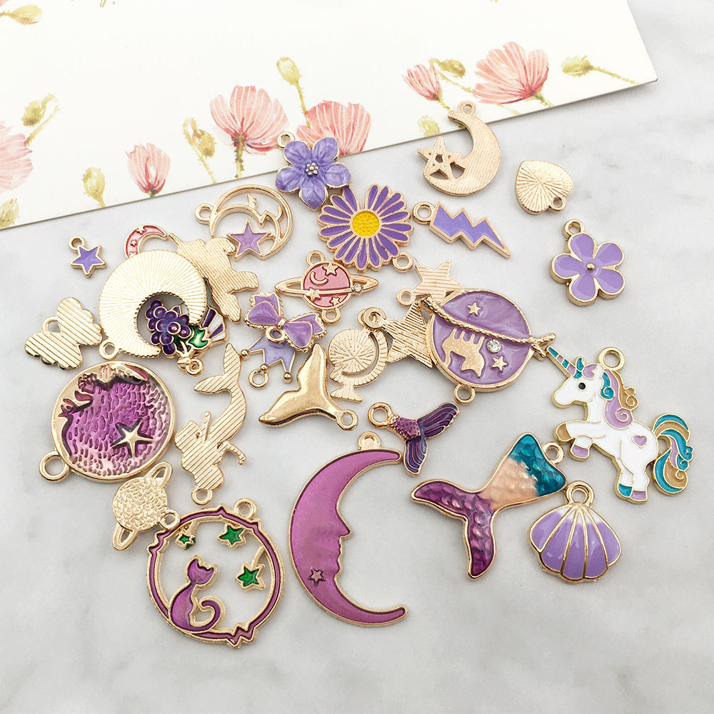 1 Piece Alloy Moon Unicorn Flower Pendant DIY Jewelry Accessories Earrings Necklace display picture 4