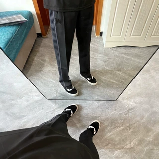 潮牌网红蝴蝶刺绣侧边织带休闲裤子街头男女款秋季潮流运动直筒裤