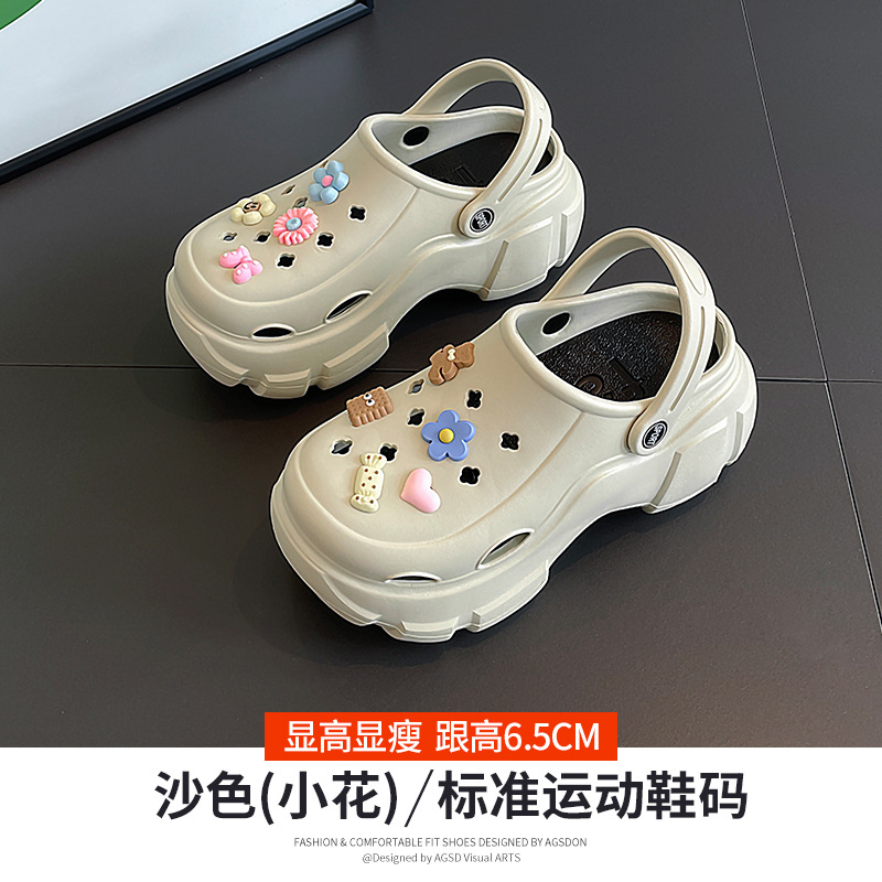 Augustion zapatos con agujeros de suela gruesa para mujer 2025 ropa de verano nueva playa con suela suave, sandalias y pantuflas de eva