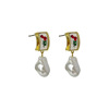 Silver needle, ethnic small design earrings from pearl, flowered, ethnic style, trend of season