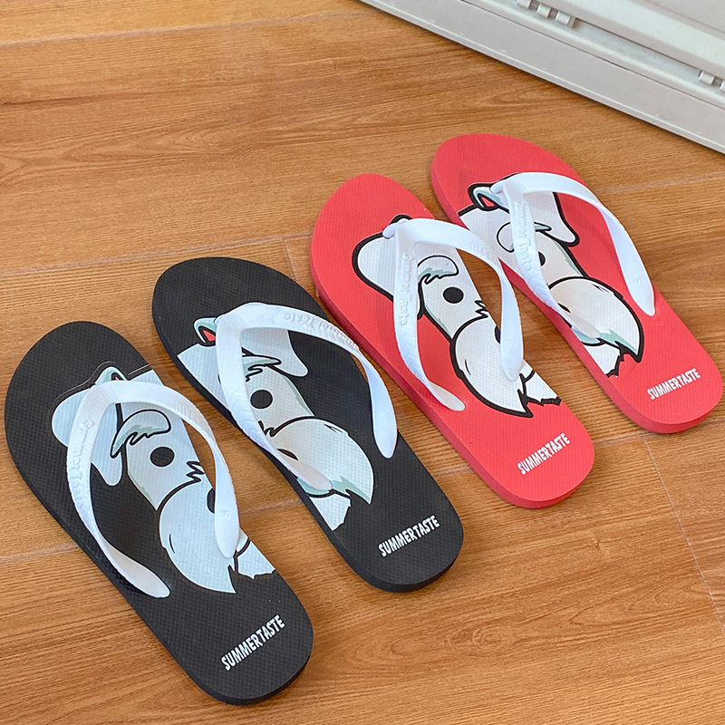 Personalized Trendy Cartoon Totem Flip-Flops for Outdoor Wear, Non-Slip, Wear-Resistant, Thick-Soled Beach Sandals for Men