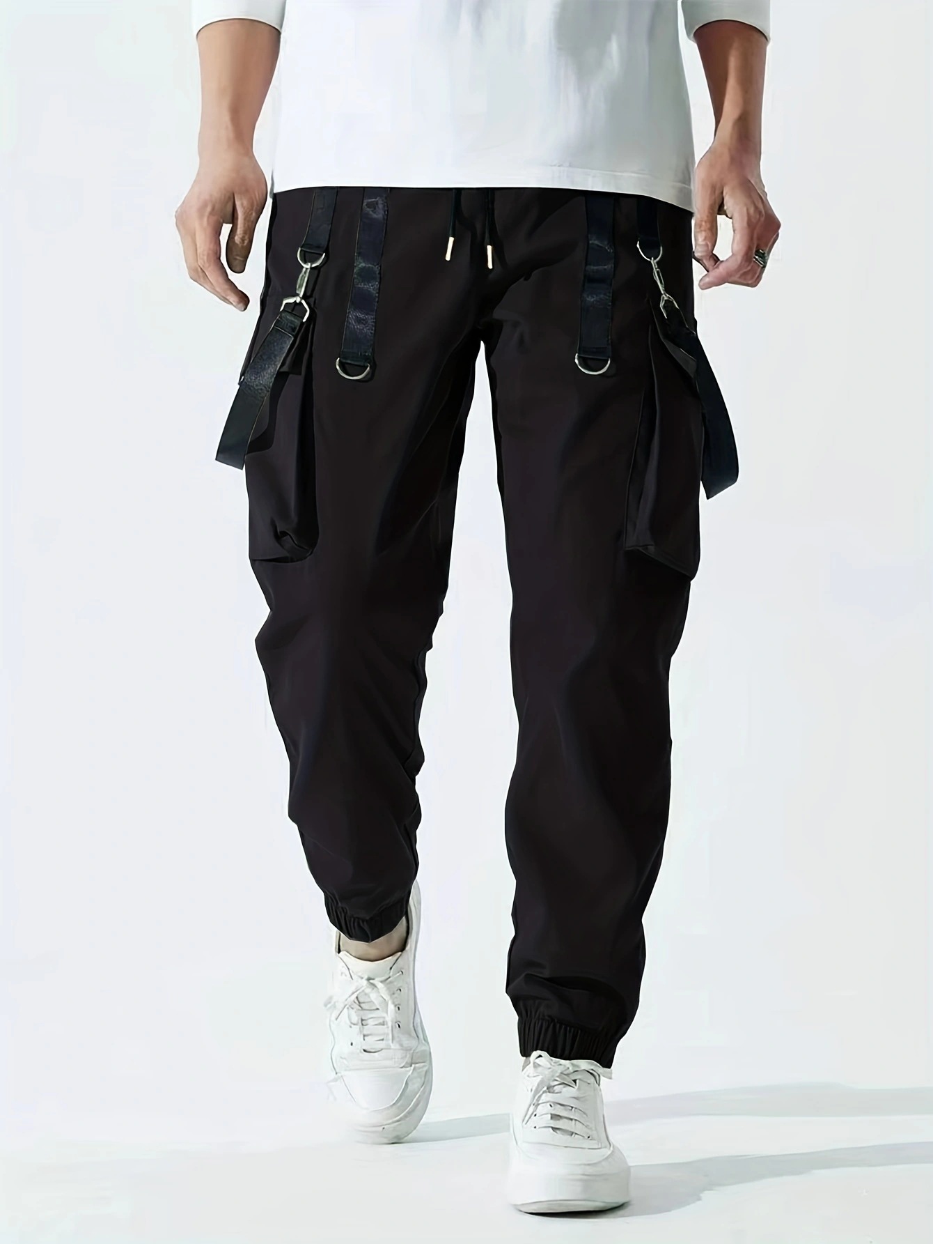 Men's Casual Ribbon Overalls Pants – Drawstring Waist, Loose Fit, Comfortable & Stylish Trousers For Everyday Wear_viptrois.com