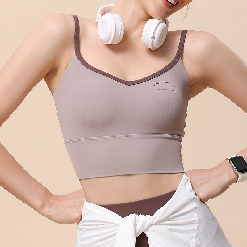 Sujetador deportivo para mujer, chaleco de yoga todo en uno, para correr, entrenamiento, a prueba de golpes, con efecto push-up, con tirantes en la espalda, sujetador deportivo de fitness, primavera