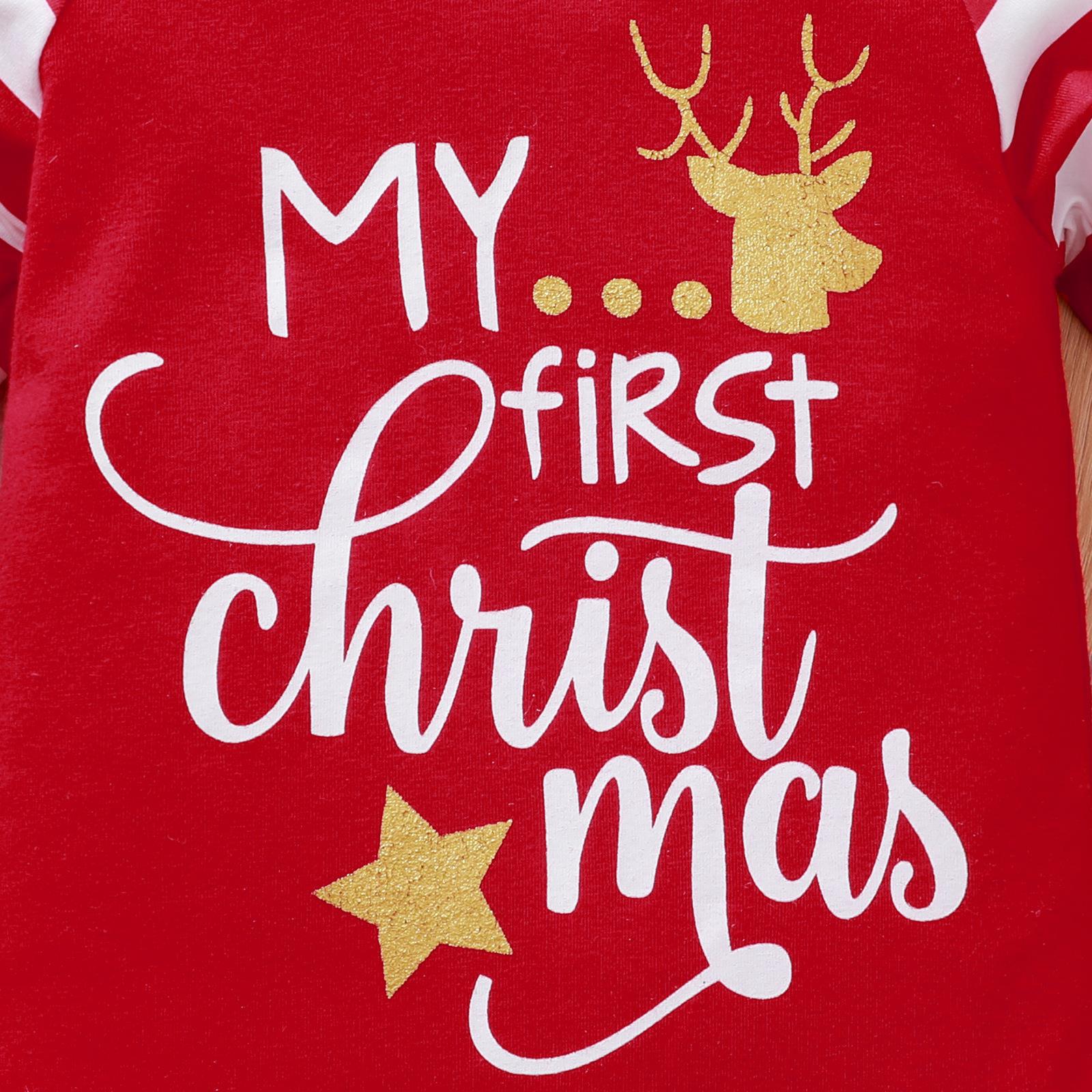 Christmas Fashion Letter Cotton Spandex Baby Rompers display picture 6