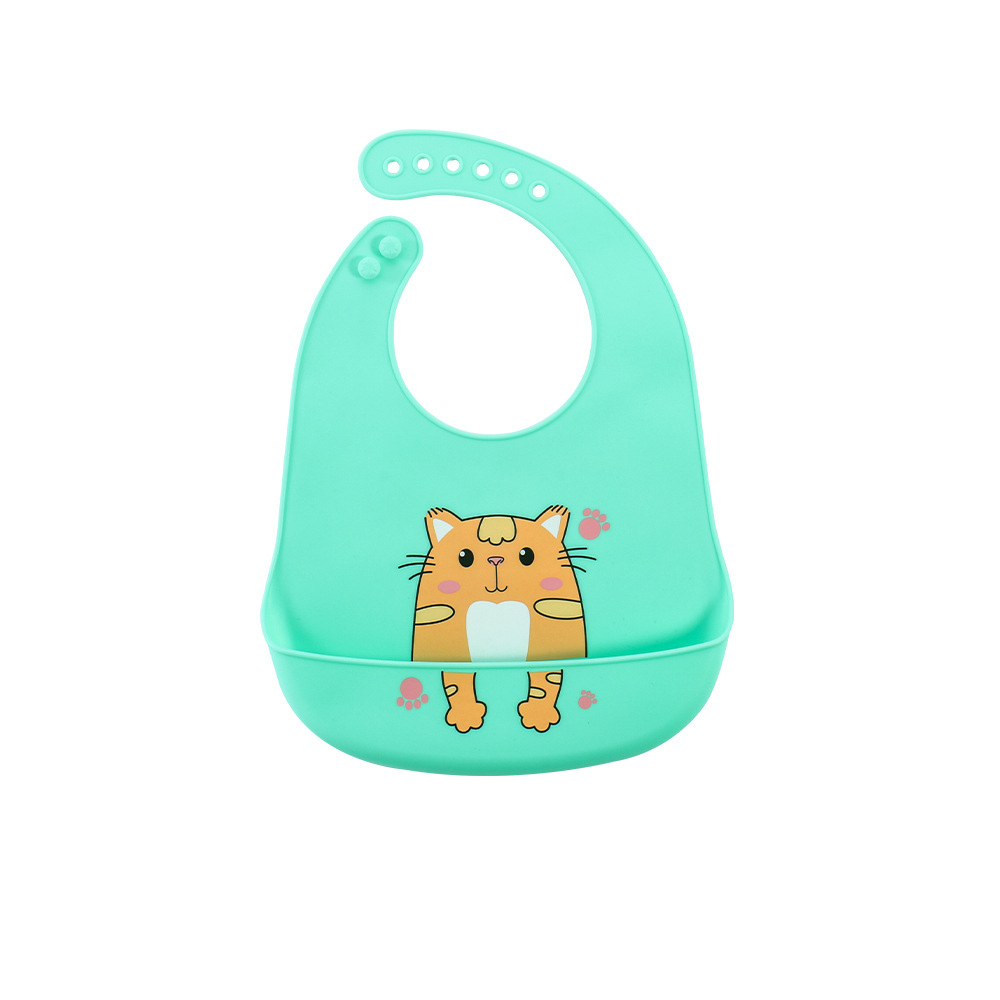 청록색 고양이 플랫 턱받이
