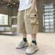Boys Summer Cargo Shorts 2024 New Children's Summer Clothes Handsome Thin Cotton Quarter Pants Loose Casual Pants