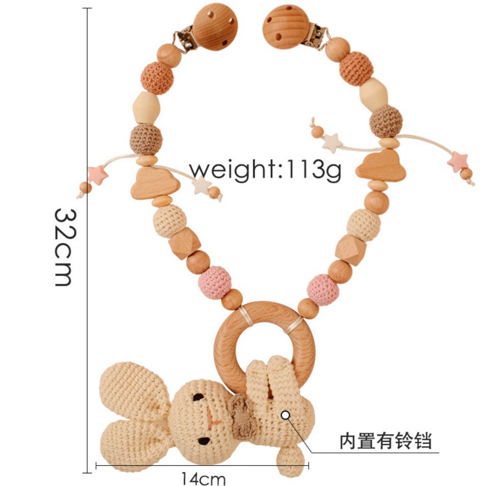 Bebé de punto muñeca animal lana ganchillo anti-caída cadena juguete cochecito puede roer colgante de ganchillo